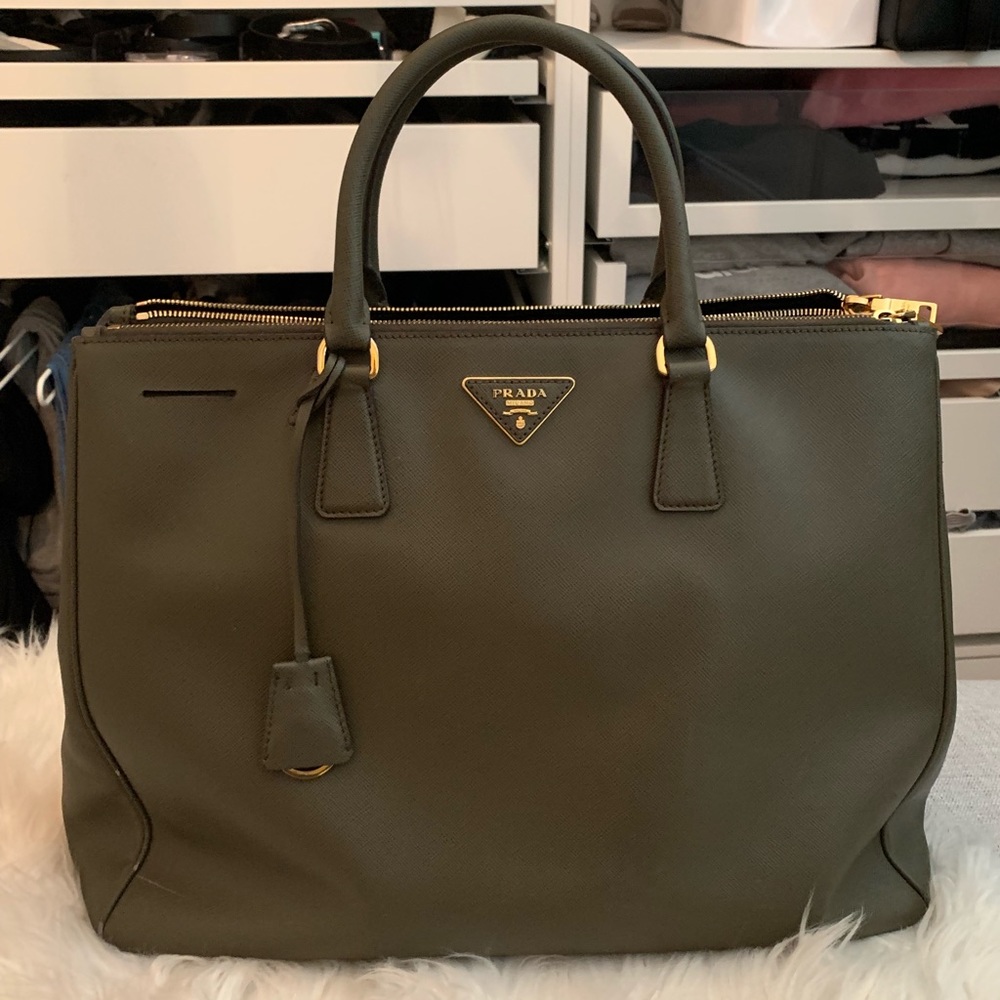Prada Saffiano Lux Leather Large Double Zip Tote